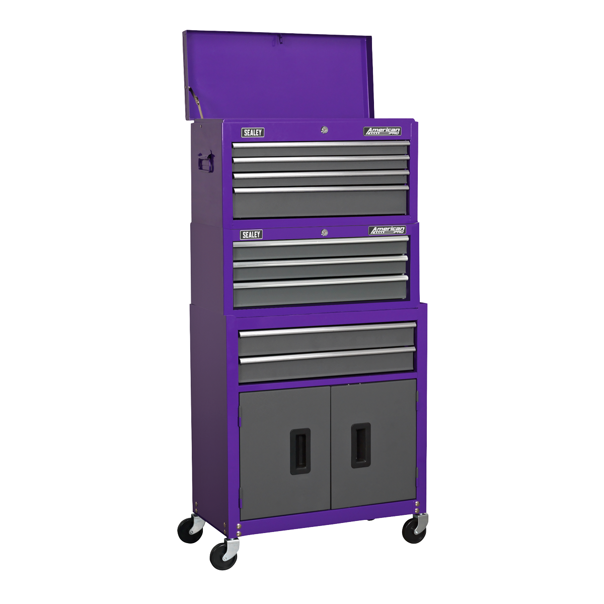 Topchest, Mid-Box Tool Chest & Rollcab Stack 9 Drawer - Purple AP2200BBCPSTACK