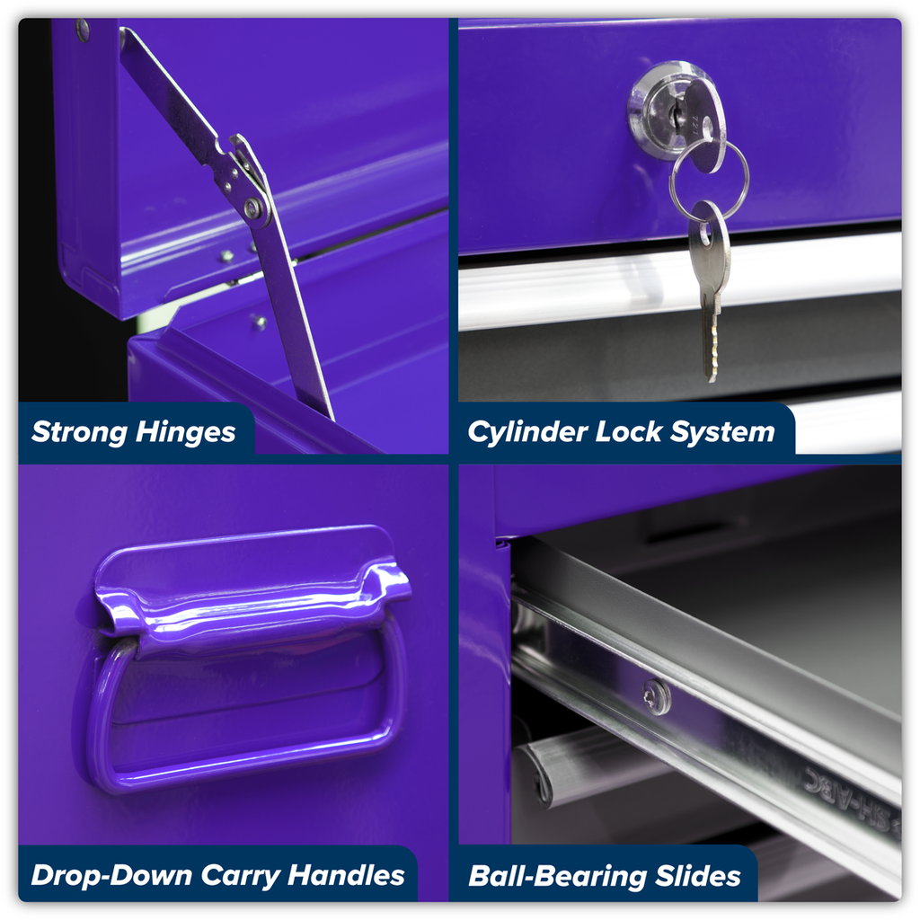 Topchest & Rollcab Combination 6 Drawer - Purple/Grey AP2200BBCP