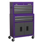 Topchest & Rollcab Combination 6 Drawer - Purple/Grey AP2200BBCP