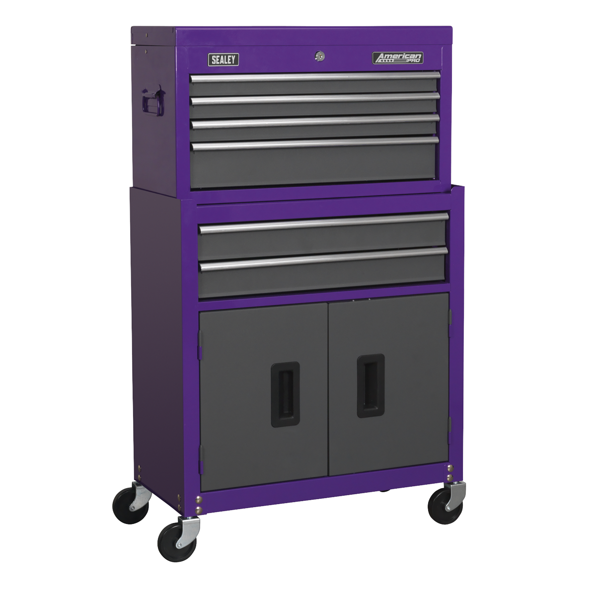 Topchest & Rollcab Combination 6 Drawer - Purple/Grey AP2200BBCP