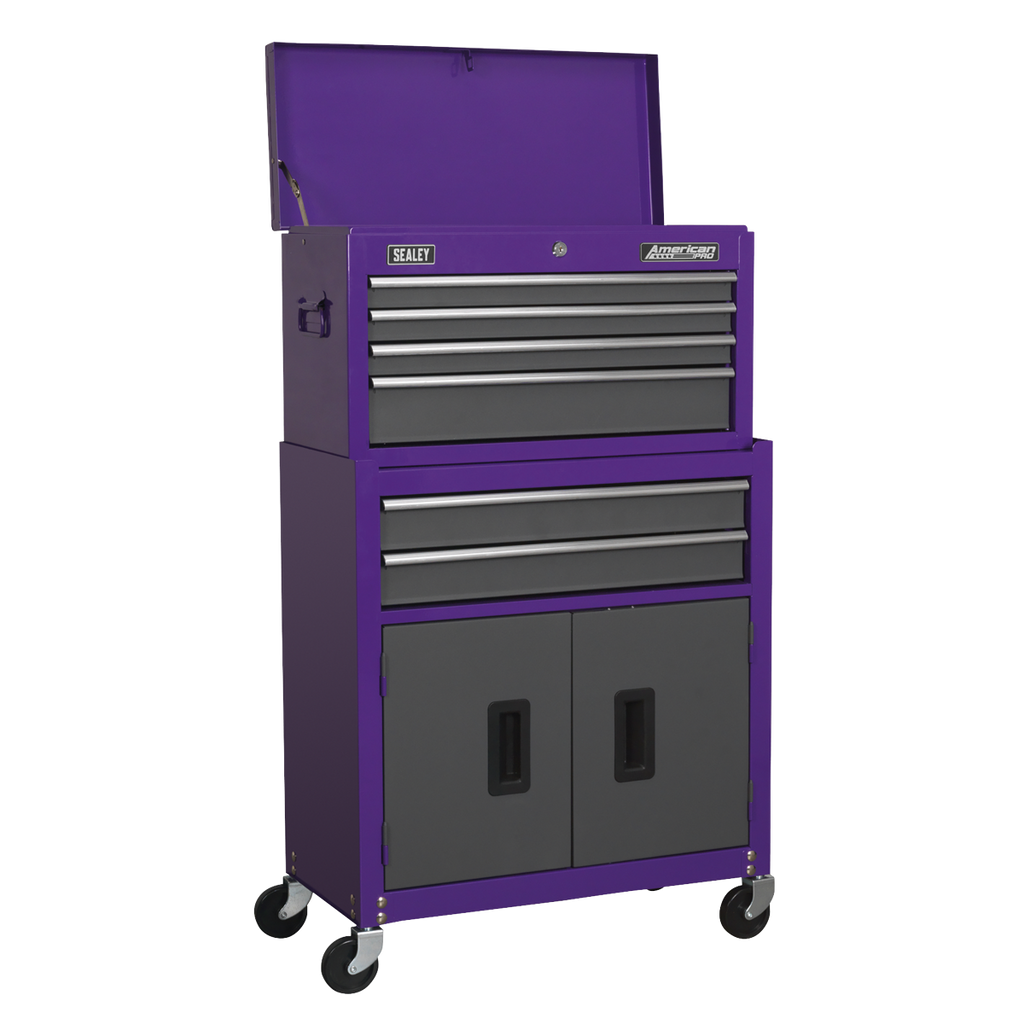 Topchest & Rollcab Combination 6 Drawer - Purple/Grey AP2200BBCP