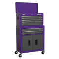 Topchest & Rollcab Combination 6 Drawer - Purple/Grey AP2200BBCP