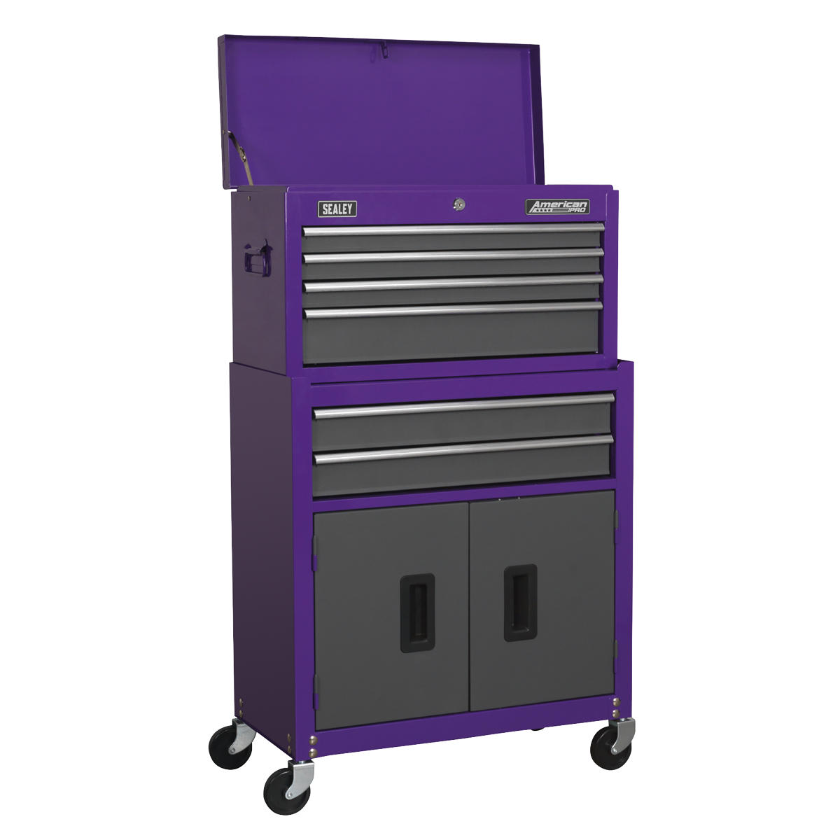 Topchest & Rollcab Combination 6 Drawer with 170pc Tool Kit - Purple/Grey AP2200COMBOCP