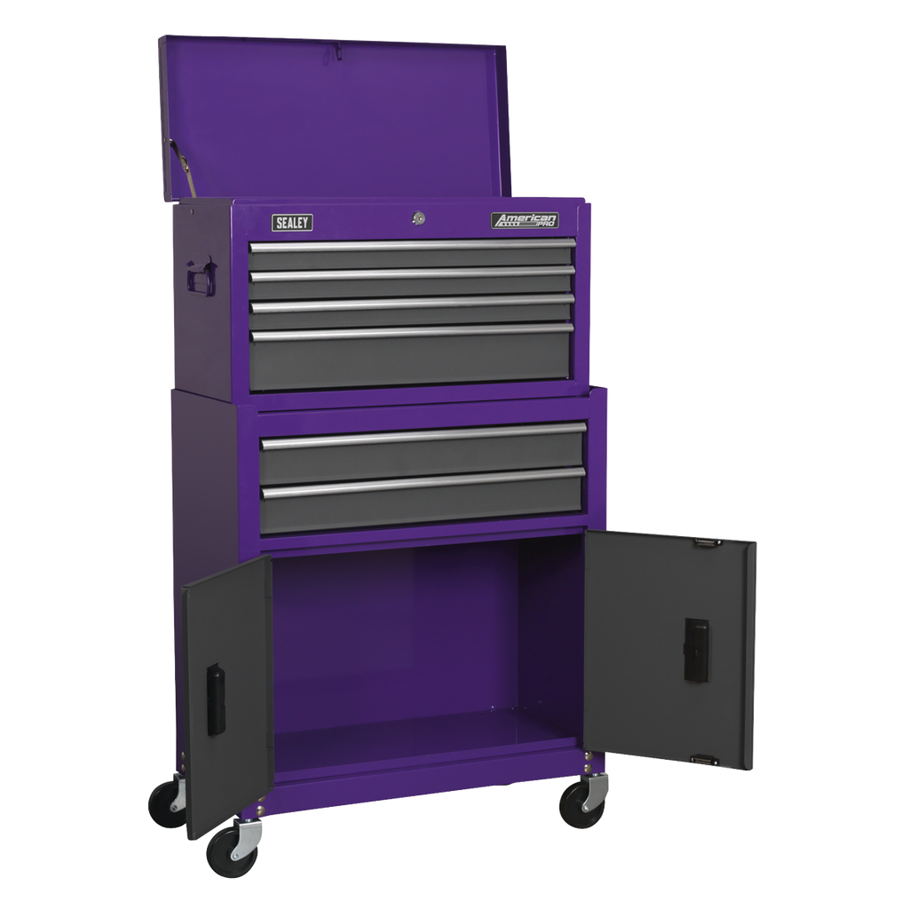 Topchest & Rollcab Combination 6 Drawer - Purple/Grey AP2200BBCP