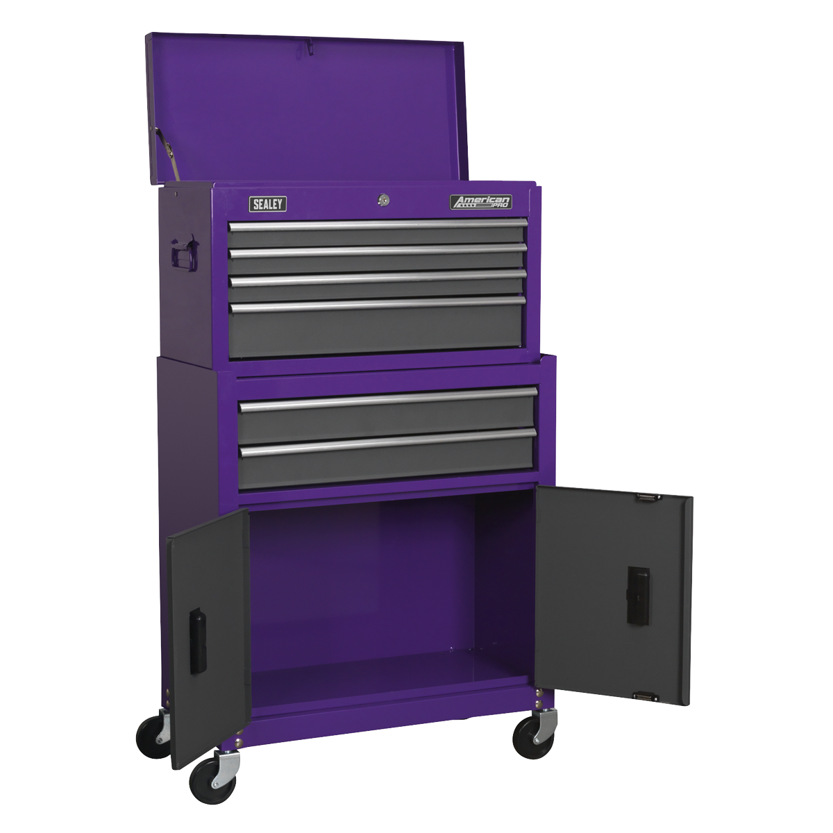Topchest & Rollcab Combination 6 Drawer - Purple/Grey AP2200BBCP