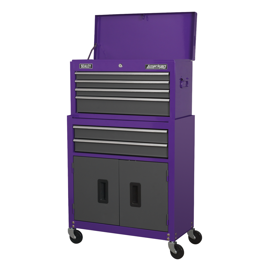 Topchest & Rollcab Combination 6 Drawer - Purple/Grey AP2200BBCP