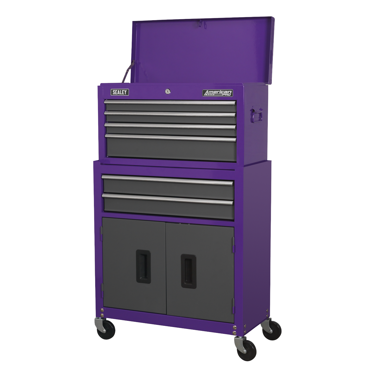 Topchest & Rollcab Combination 6 Drawer - Purple/Grey AP2200BBCP