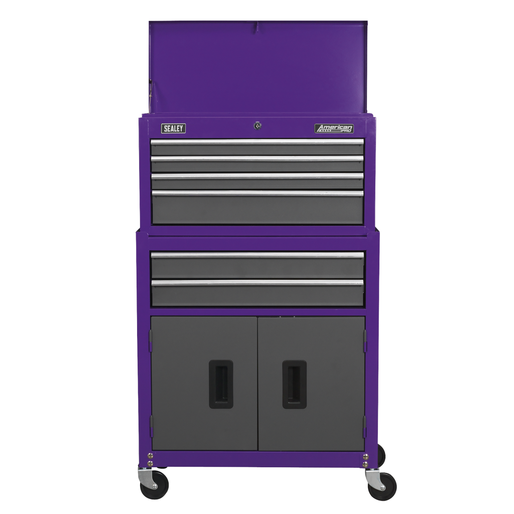Topchest & Rollcab Combination 6 Drawer - Purple/Grey AP2200BBCP