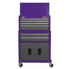 Topchest & Rollcab Combination 6 Drawer - Purple/Grey AP2200BBCP