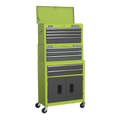 Topchest, Mid-Box Tool Chest & Rollcab 9 Drawer Stack - Green AP2200BBHVSTACK