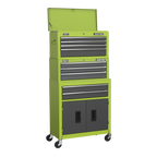 Topchest, Mid-Box Tool Chest & Rollcab 9 Drawer Stack - Green AP2200BBHVSTACK