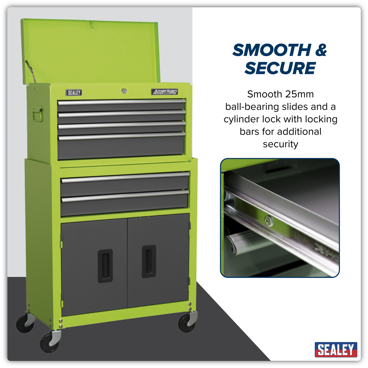 Topchest & Rollcab Combination 6 Drawer - Green/Grey AP2200BBHV