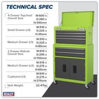 Topchest & Rollcab Combination 6 Drawer - Green/Grey AP2200BBHV