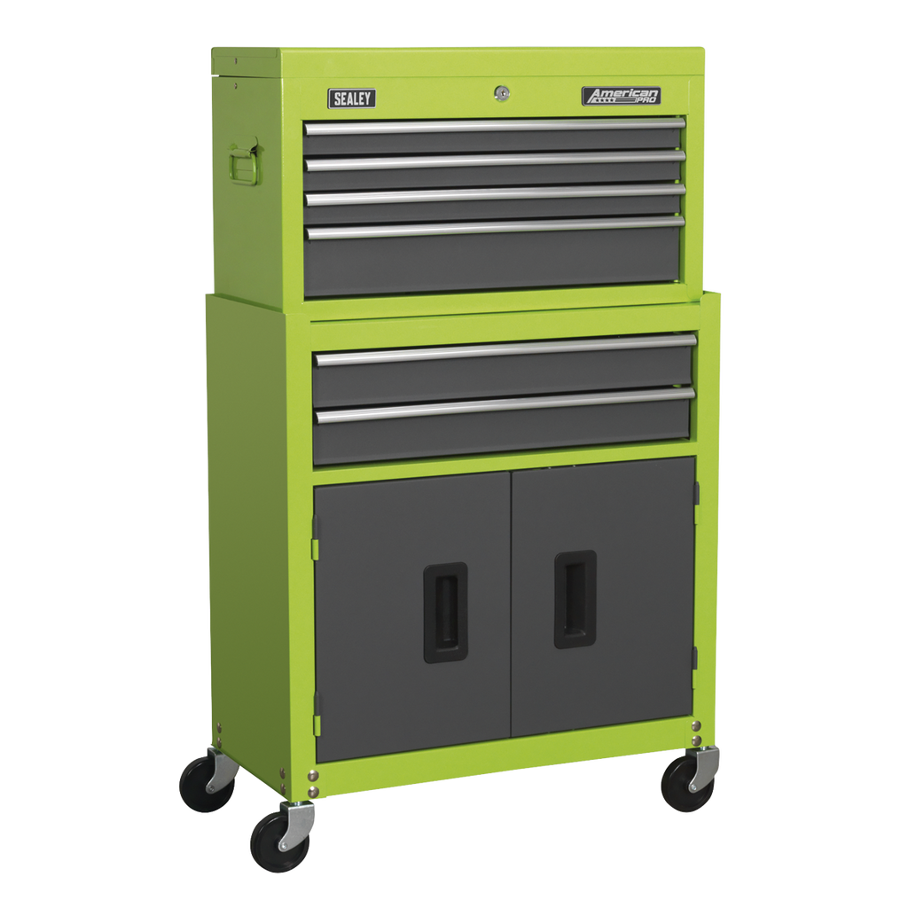 Topchest & Rollcab Combination 6 Drawer - Green/Grey AP2200BBHV