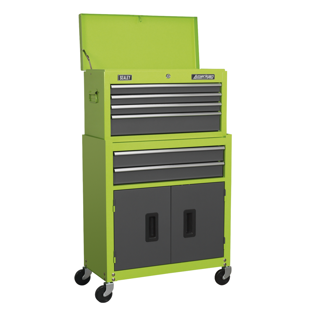 Topchest & Rollcab Combination 6 Drawer - Green/Grey AP2200BBHV