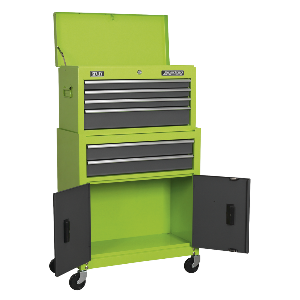 Topchest & Rollcab Combination 6 Drawer - Green/Grey AP2200BBHV