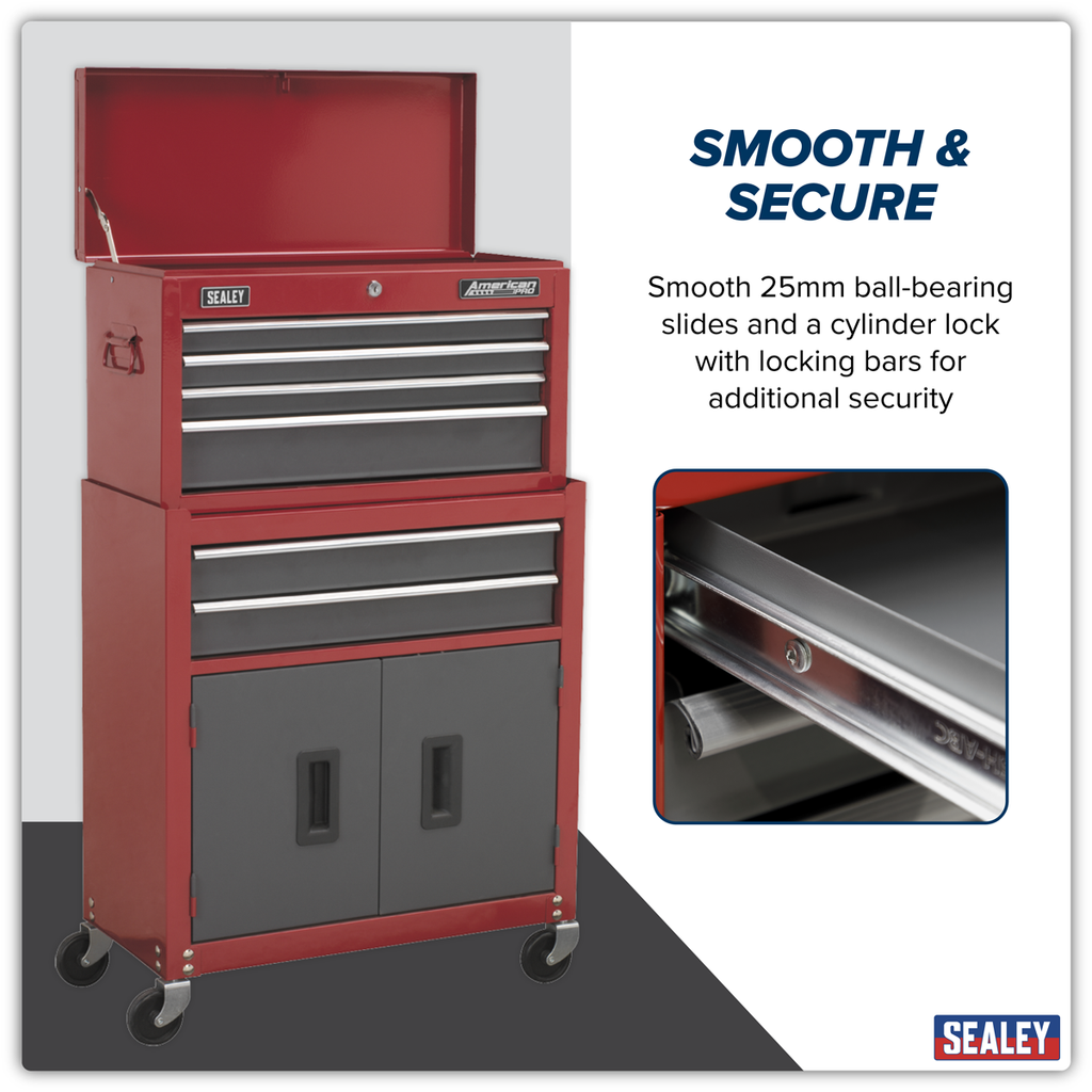 Topchest & Rollcab Combination 6 Drawer - Red AP2200BB