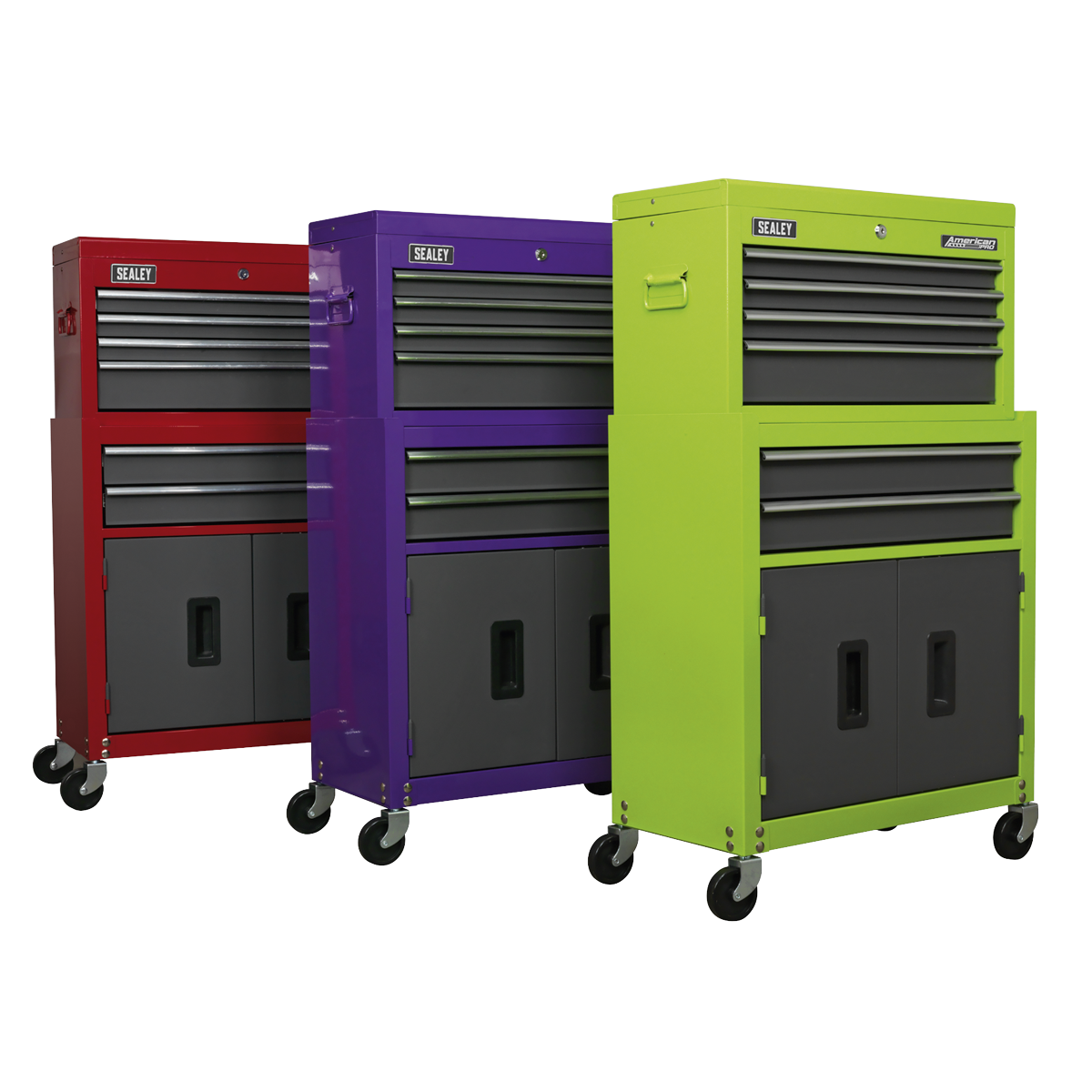 Topchest & Rollcab Combination 6 Drawer - Purple/Grey AP2200BBCP