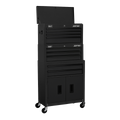 Topchest, Mid-Box Tool Chest & Rollcab Stack 9 Drawer - Black AP2200BKSTACK