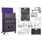 Topchest & Rollcab Combination 6 Drawer with 170pc Tool Kit - Purple/Grey AP2200COMBOCP