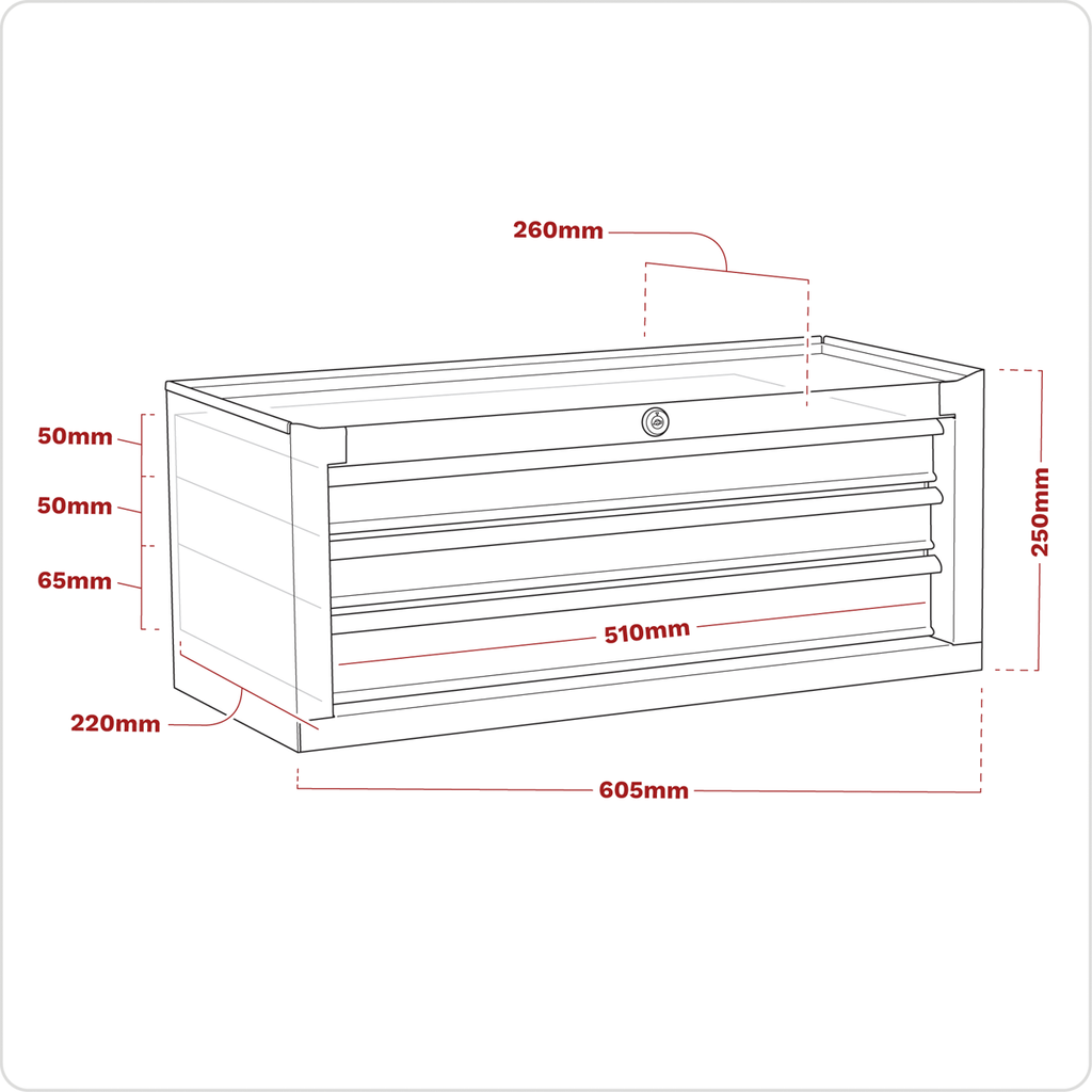 Mid-Box Tool Chest 3 Drawer - Purple/Grey AP22309BBCP
