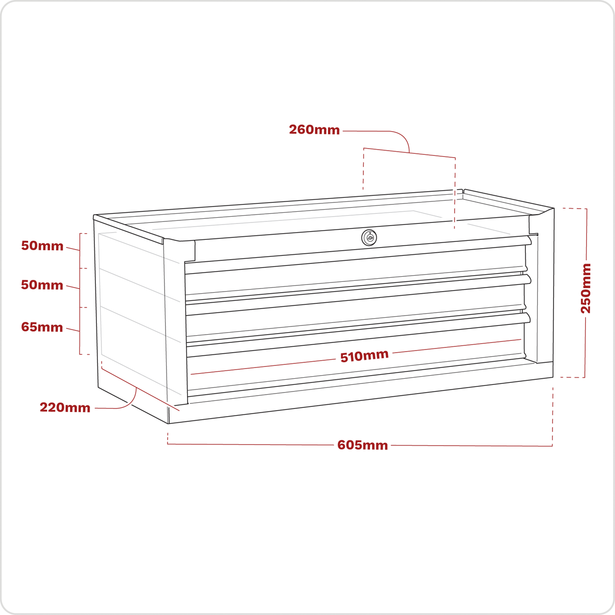 Mid-Box Tool Chest 3 Drawer - Purple/Grey AP22309BBCP