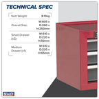 Mid-Box Tool Chest 3 Drawer - Red/Grey AP22309BB