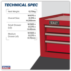 Mid-Box Tool Chest 3 Drawer - Red AP223