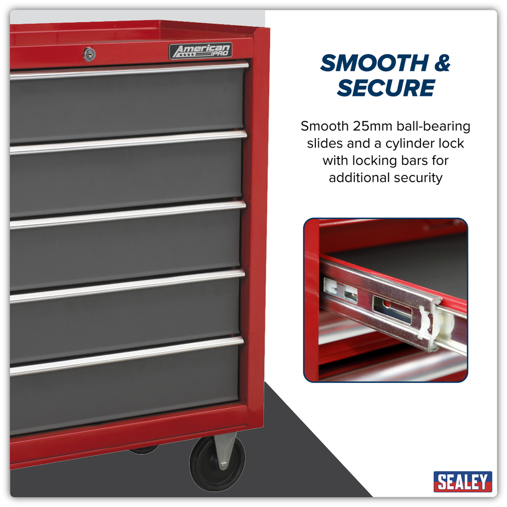 Rollcab 5 Drawer - Red/Grey AP22505BB