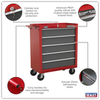 Rollcab 5 Drawer - Red/Grey AP22505BB