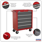 Rollcab 5 Drawer - Red/Grey AP22505BB