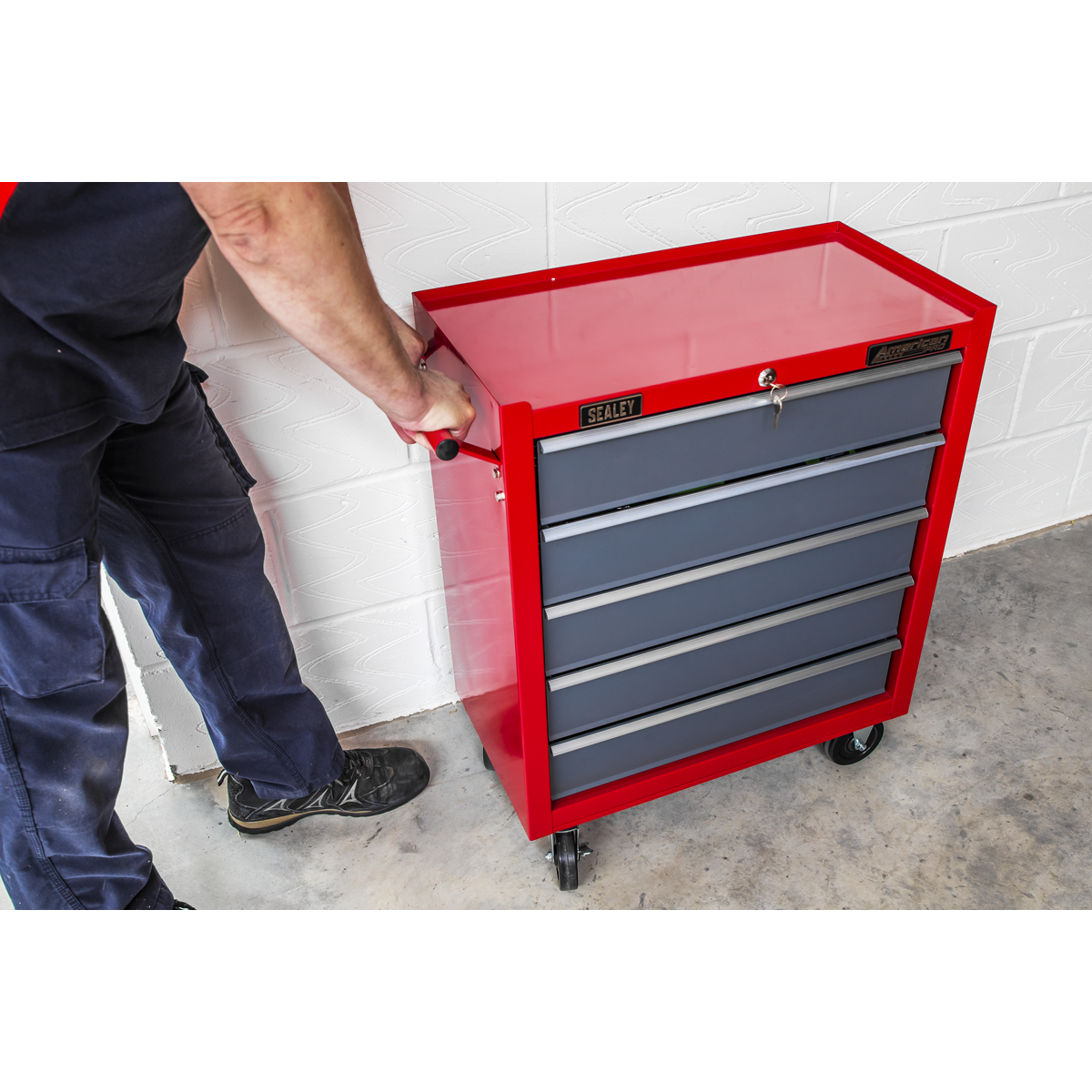 Rollcab 5 Drawer - Red/Grey AP22505BB