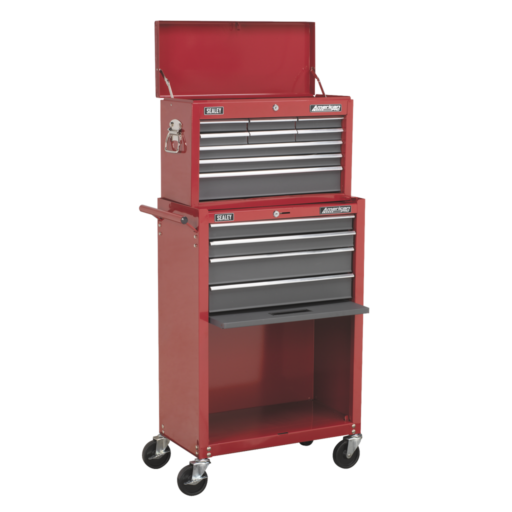 Topchest & Rollcab Combination 13 Drawer - Red/Grey AP22513BB