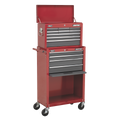 Topchest & Rollcab Combination 13 Drawer - Red/Grey AP22513BB