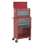Topchest & Rollcab Combination 13 Drawer - Red/Grey AP22513BB