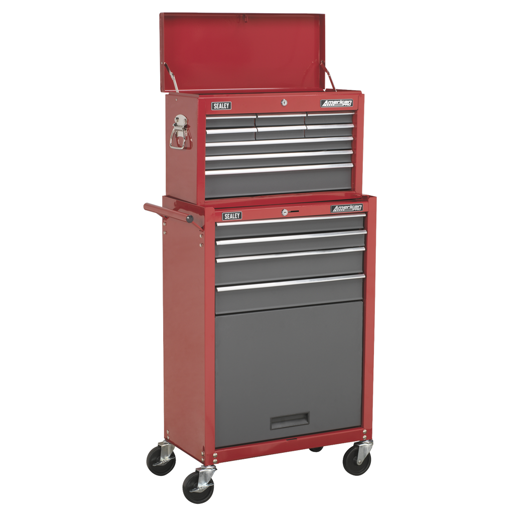 Topchest & Rollcab Combination 13 Drawer - Red/Grey AP22513BB