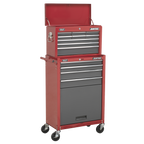 Topchest & Rollcab Combination 13 Drawer - Red/Grey AP22513BB