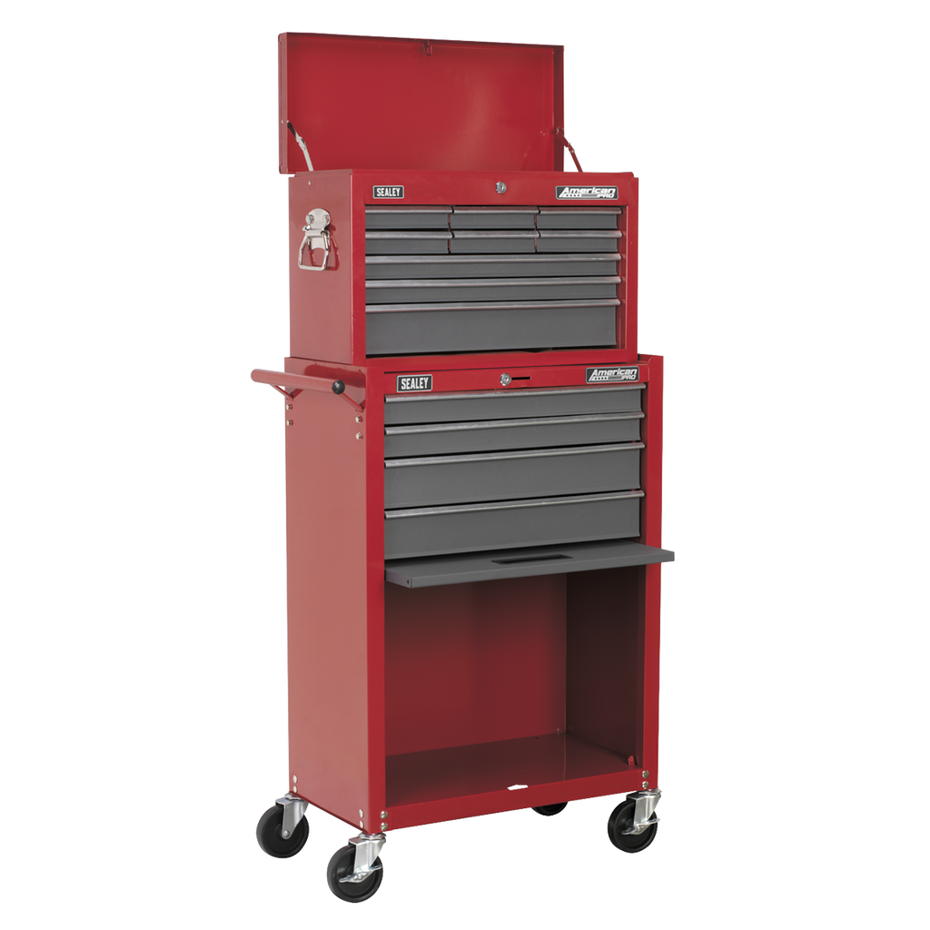 Topchest & Rollcab Combination 13 Drawer - Red/Grey AP22513BB