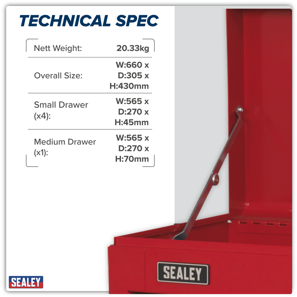 Topchest 5 Drawer - Red AP225