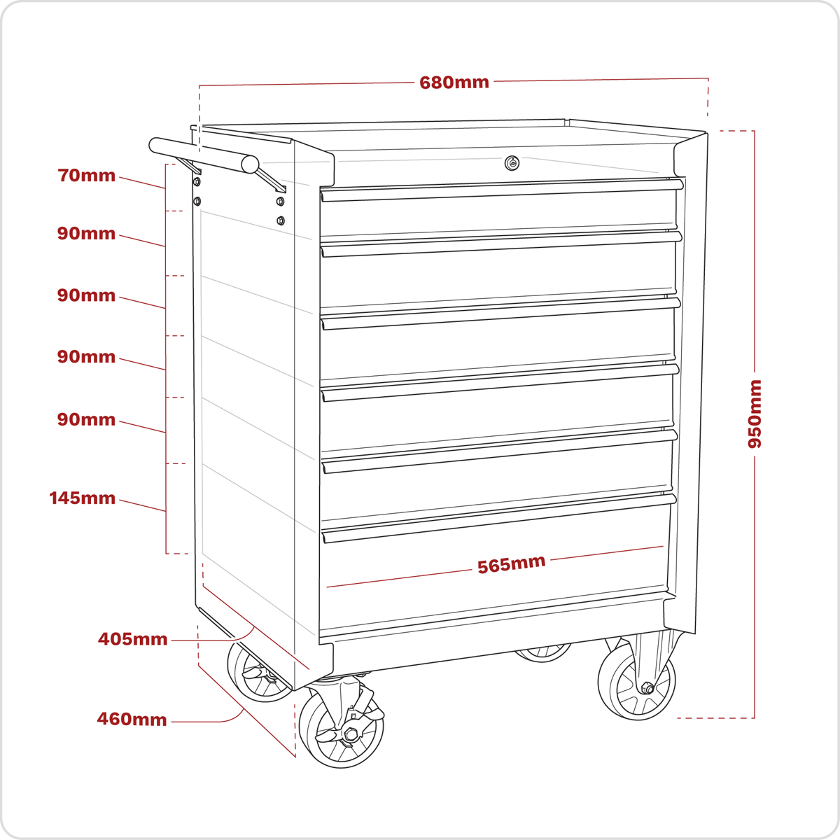 Rollcab 6 Drawer - Black AP226B