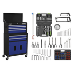 Topchest & Rollcab Combination 6 Drawer with 170pc Tool Kit - Blue/Black AP22BCOMBO