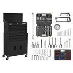 Topchest & Rollcab Combination 6 Drawer with 170pc Tool Kit - Black AP22BKCOMBO