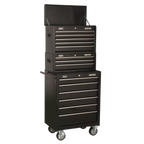 Topchest, Mid-Box Tool Chest & Rollcab Stack 14 Drawer - Black AP22BSTACK