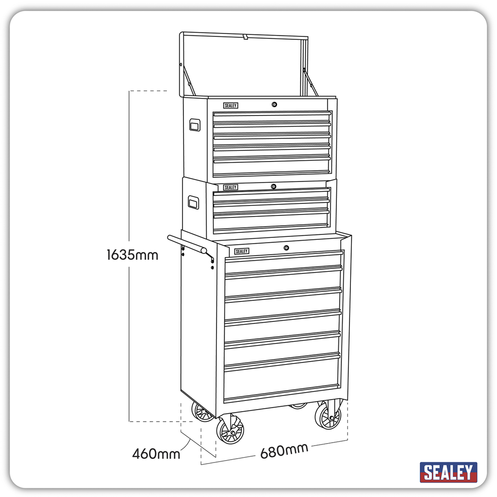 Topchest, Mid-Box Tool Chest & Rollcab Stack 14 Drawer - Black AP22BSTACK