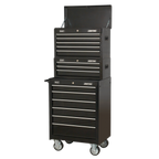 Topchest, Mid-Box Tool Chest & Rollcab Stack 14 Drawer - Black AP22BSTACK