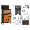 Topchest & Rollcab Combination 6 Drawer with 170pc Tool Kit - Orange/Black AP22OCOMBO