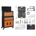 Topchest & Rollcab Combination 6 Drawer with 170pc Tool Kit - Orange/Black AP22OCOMBO