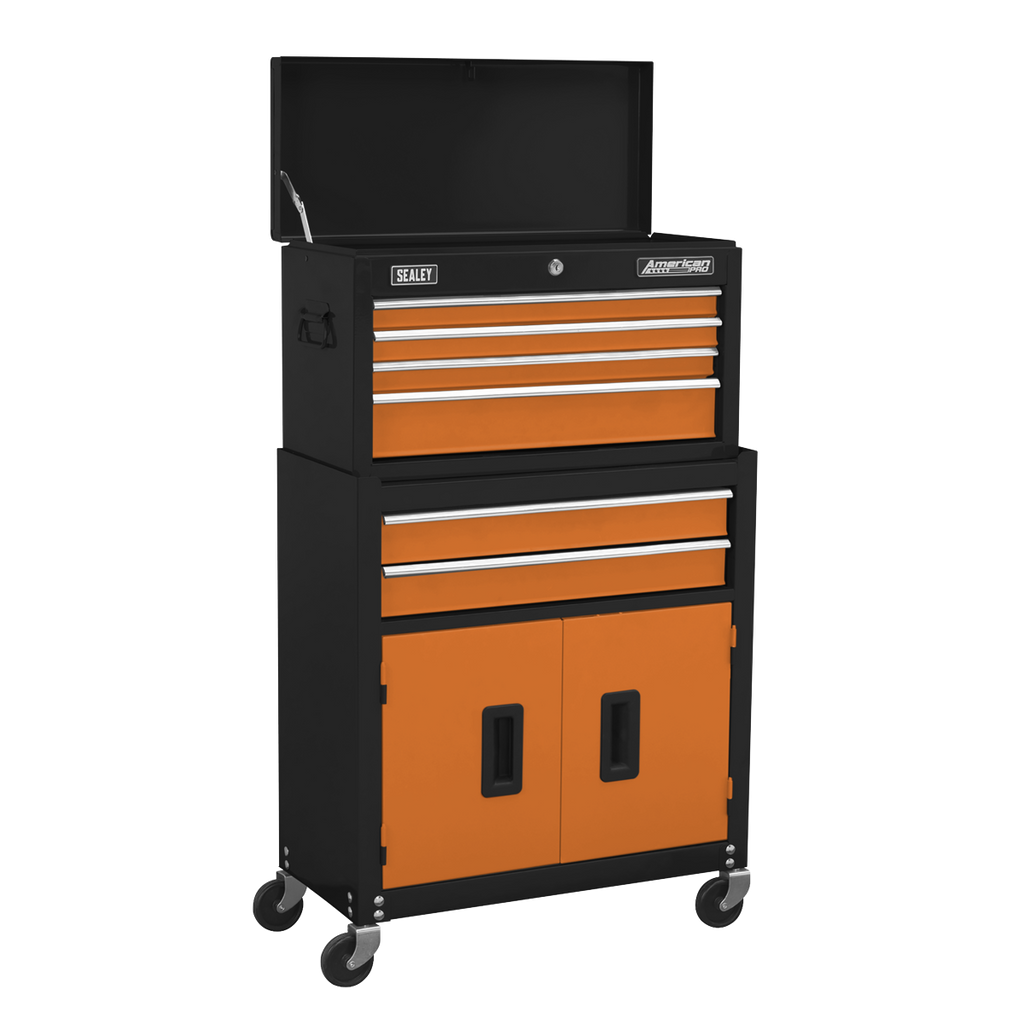 Topchest & Rollcab Combination 6 Drawer with 170pc Tool Kit - Orange/Black AP22OCOMBO