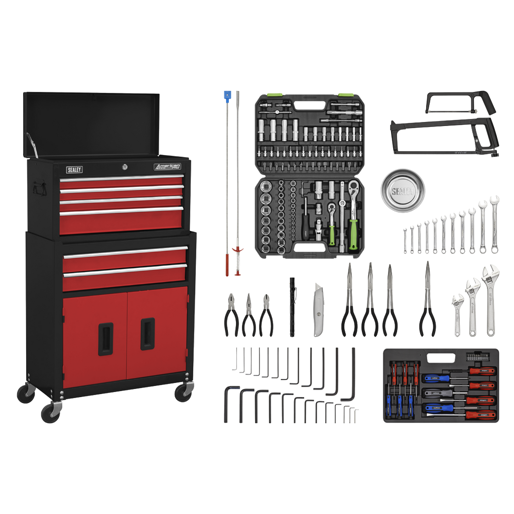 Topchest & Rollcab Combination 6 Drawer with 170pc Tool Kit - Red/Black AP22RCOMBO