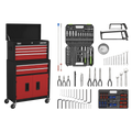 Topchest & Rollcab Combination 6 Drawer with 170pc Tool Kit - Red/Black AP22RCOMBO